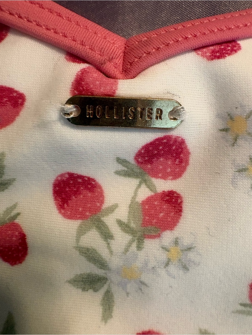 Hollister White Strawberry Print Bikini Bottoms with Pink Trim - Picture 5 of 8